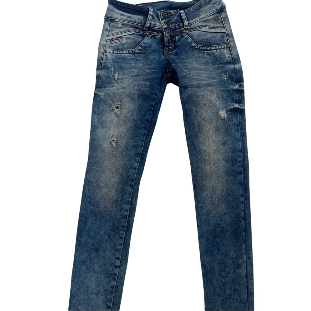 COCOA Jeans Colombian Vintage Womens‎ Blue Distressed Denim Butt Shaping US sz 1